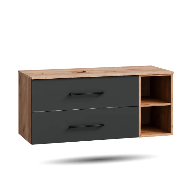LUX 100 cm Vanity Cabinet, Gold Oak/Anthracite, WITHOUT Sink