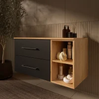 Mueble de lavabo LUX de 100 cm, roble dorado/antracita,...