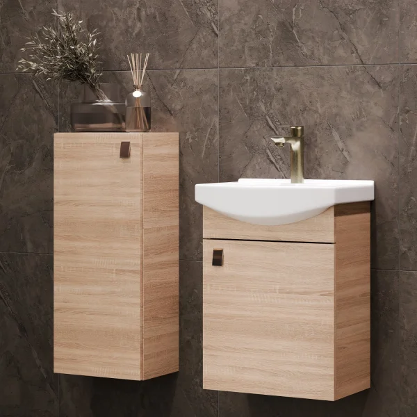 Waschtischunterschrank 45 cm mit Midischrank 32 cm