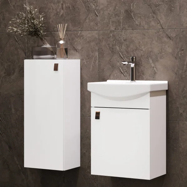 Waschtischunterschrank 45 cm mit Midischrank 32 cm