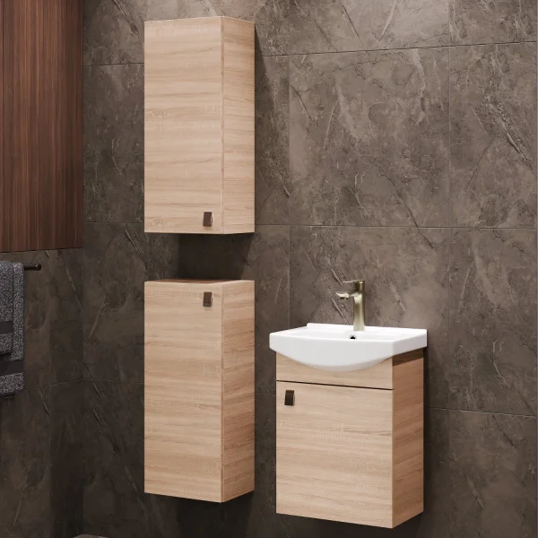 45-cm vanity cabinet with 2 x 32-cm mid-sized cabinets