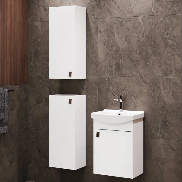 45-cm vanity cabinet with 2 x 32-cm mid-sized cabinets