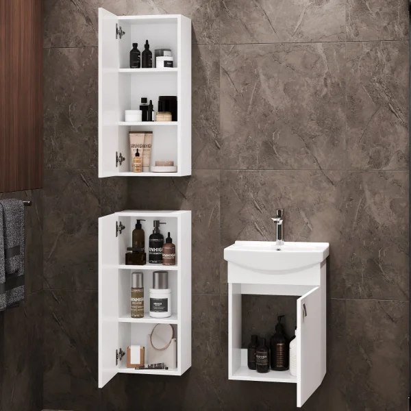 45-cm vanity cabinet with 2 x 32-cm mid-sized cabinets