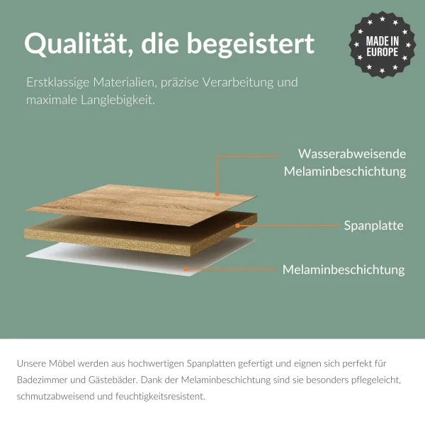 Spiegelschrank mit LED Beleuchtung 60cm (gold eiche)