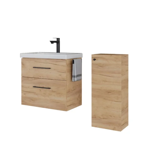 Badmöbel-Set 63cm mit Midischrank Gold Eiche