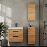 Badmöbel-Set 63cm mit 2x Midischrank Gold Eiche