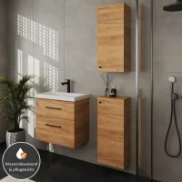 Badmöbel-Set 63cm mit 2x Midischrank Gold Eiche
