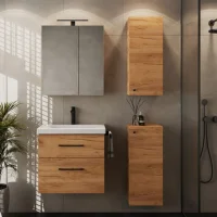 Bathroom Furniture Set with 63-cm Mirror Cabinet and 2...