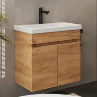 Meuble-lavabo 60 cm à double porte - chêne...