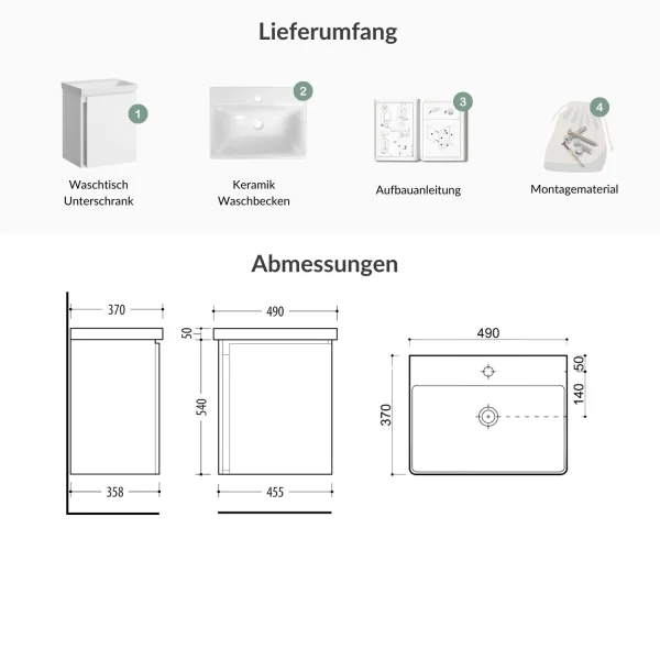Sink base cabinet 50cm (white)