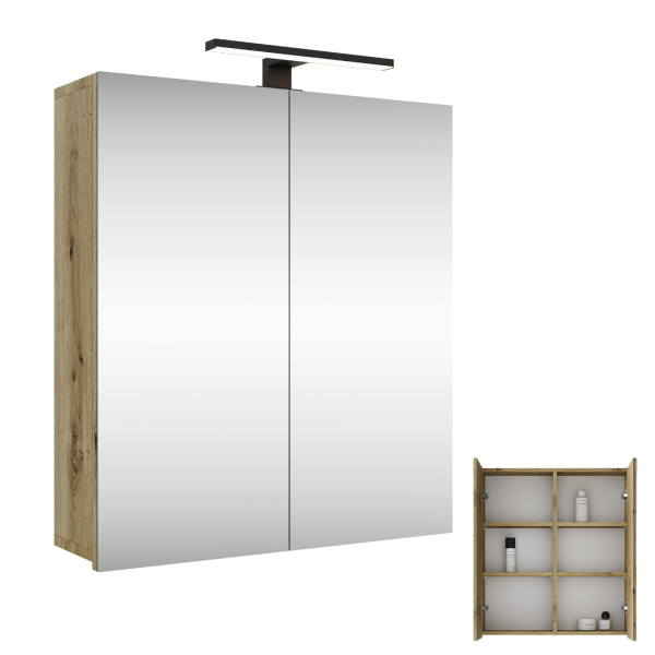 Mirror cabinet Merkur Artizan oak with LED light black