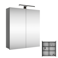 Spiegelschrank Merkur, anthrazit, 60 cm, mit LED-Leuchte...