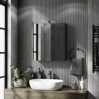 Armadietto a specchio Merkur, antracite, 60 cm, con...