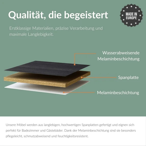 Badmöbel Set  - Waschtisch mit Spiegelschrank 60 cm / anthrazit