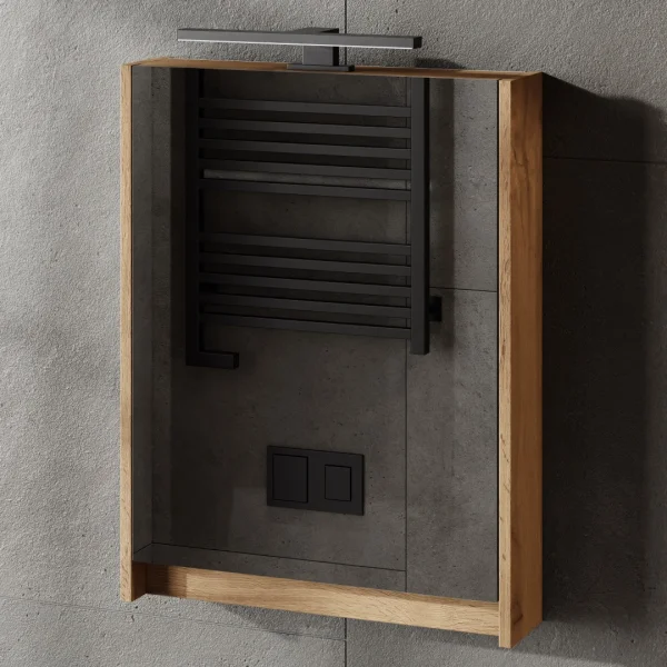 Spiegelschrank – 50 cm Wotan Eiche, LED-Beleuchtung