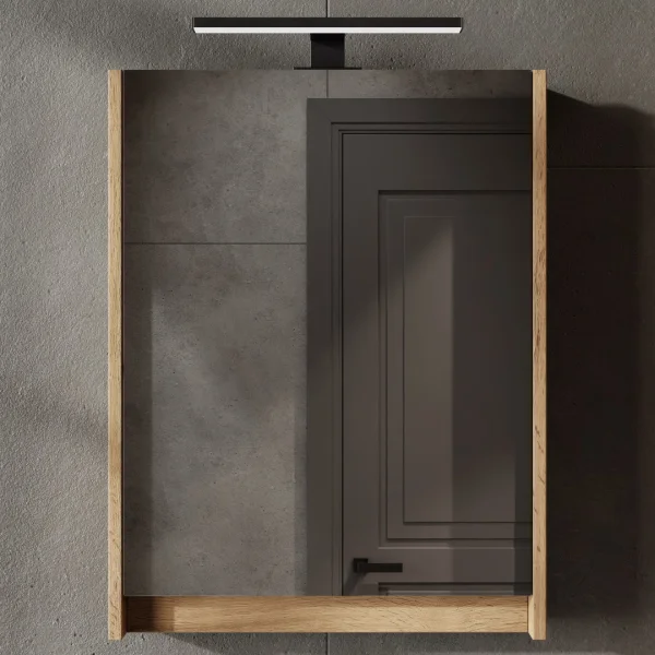 Spiegelschrank – 50 cm Wotan Eiche, LED-Beleuchtung