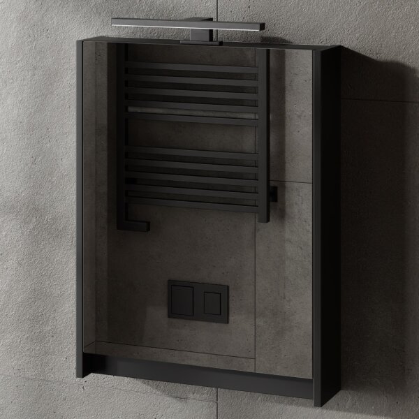 Mirror cabinet with LED lighting matte black 50 cm