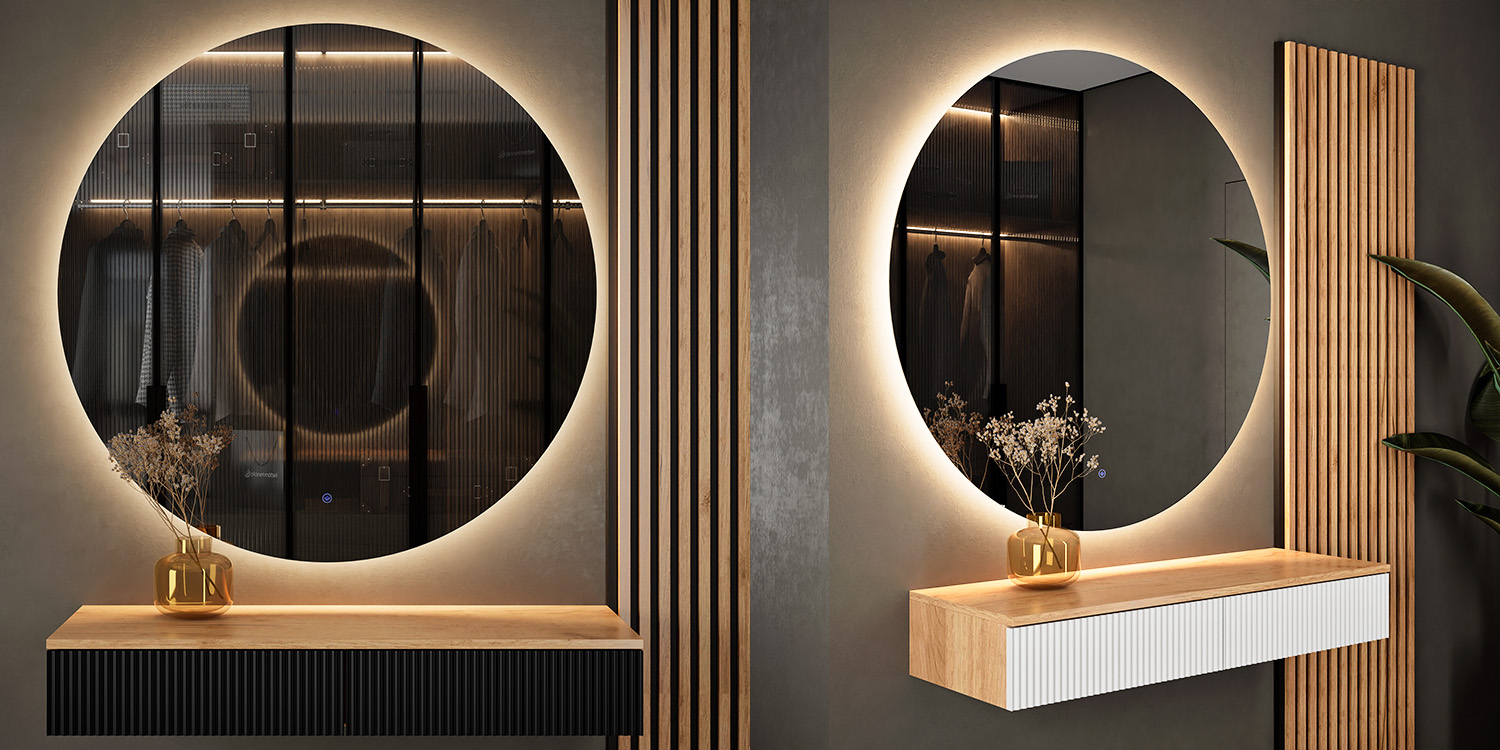 AMYRA 100 cm mit NOVA LED Spiegel im Flur