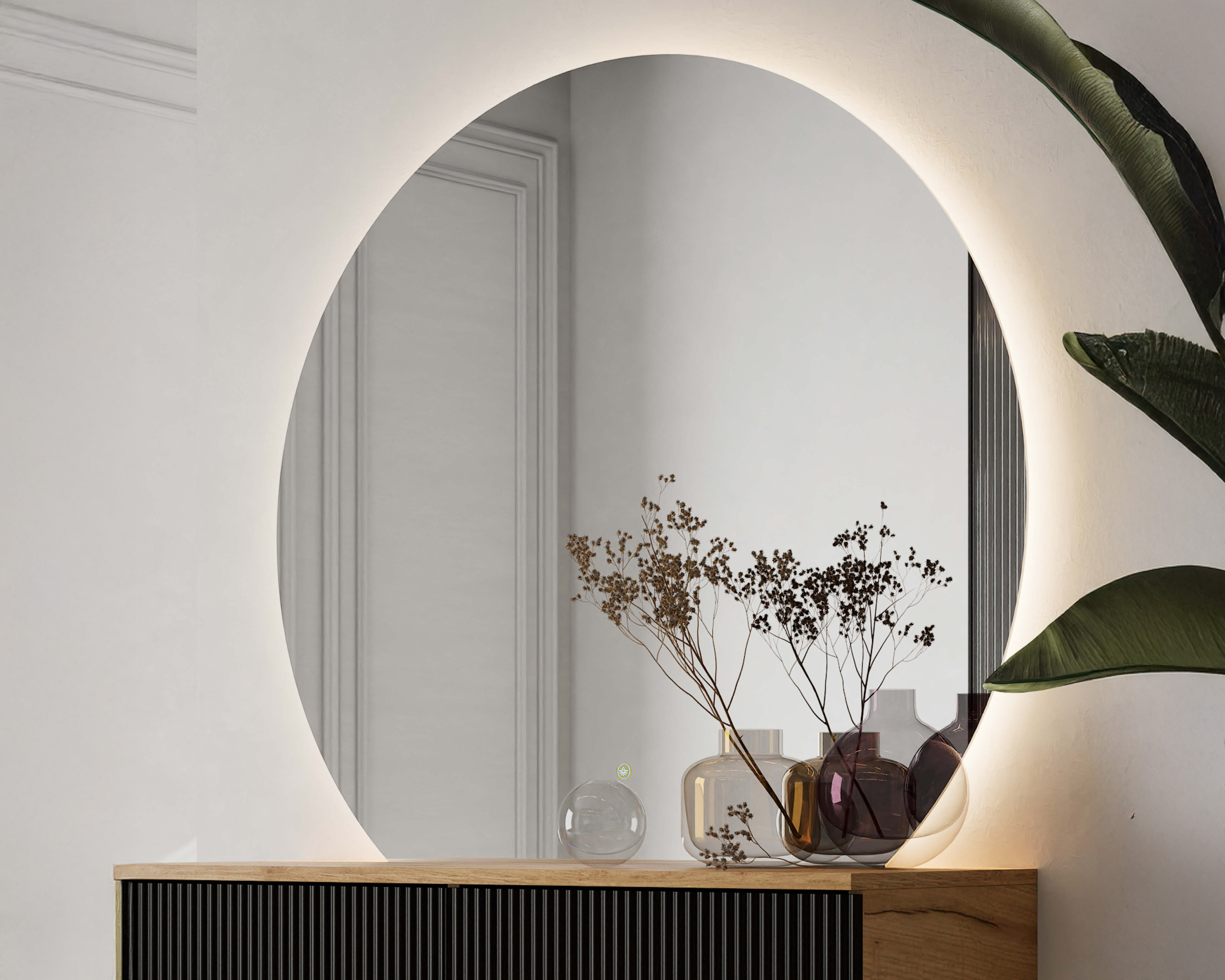 Halbrunder Spiegel AUBE mit LED